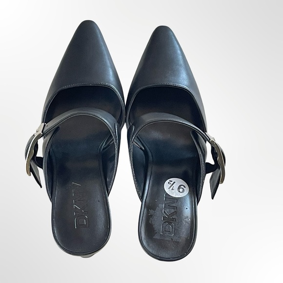 DKNY Black Pointed Buckle Mule Heels in 9.5 NWOT - Picture 6 of 7